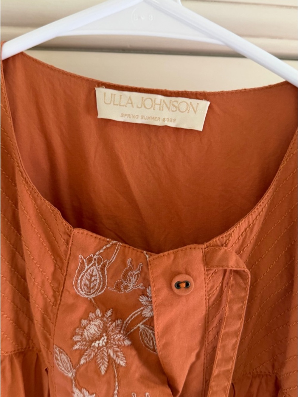 Ulla Johnson Embroidered Orange Tunic Blouse - Picture 4 of 5